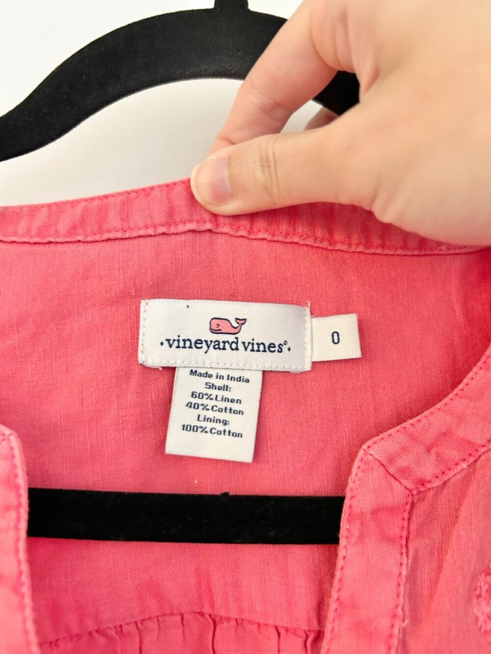 Vineyard Vines Linen Flutter Sleeve Scallop Embroidered Dress in Pink Size 0 - Picture 6 of 7